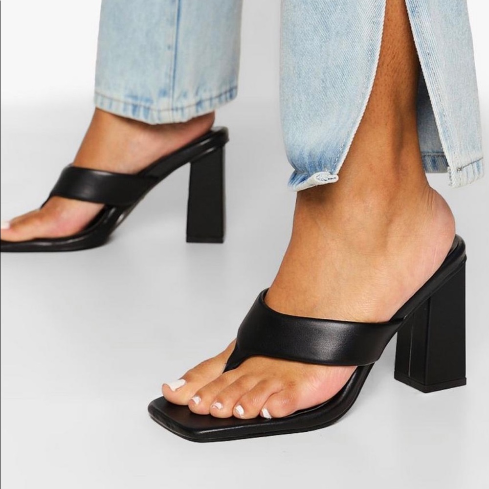 Boohoo Padded Block Heels in Black